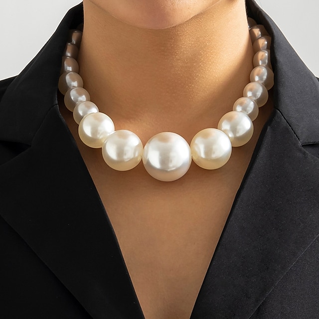  Collier de Perle Imitation Perle Femme Mode Personnalisé Luxe Perles Forme Géométrique Colliers Tendance Pour Mariage Fiançailles Fête scolaire