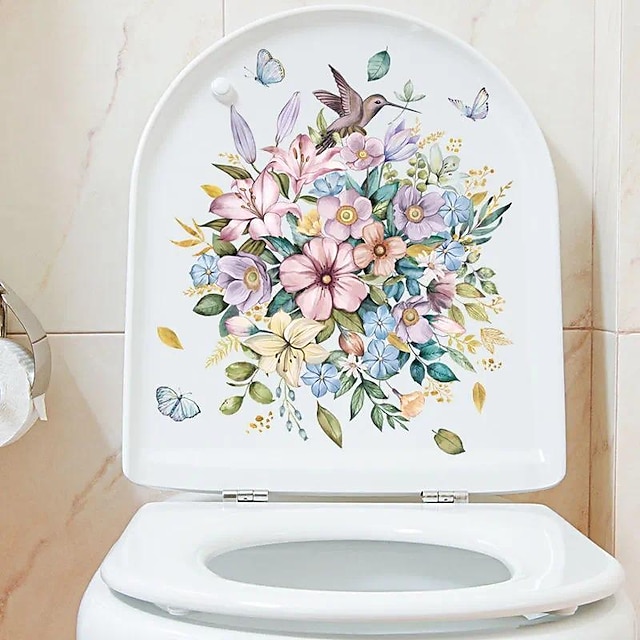  blomstertoalett dekorasjon maling bad toalettdeksel klistremerke toalettmatte toalettdekal tusenfryd veggklistremerke liten blomst klistremerke