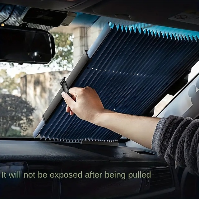  1 szt. Osłona przeciwsłoneczna samochodu przednia szyba Rozwijany Na Samochód osobowy Kamyon Pojazd rekreacyjny Owiewka Ochrona przed słońcem Promienie UV Poliester 30*8*8 cm