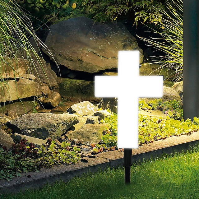  Solarsensor Gartenpfahl Rasenlicht flackern LED-Kreuz Grab Friedhofslampe Auto an aus Holloween Party Holloween Beleuchtung Dekoration
