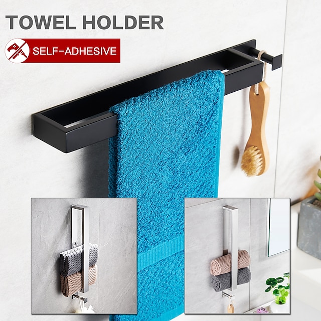  zelfklevende handdoekstang met haak, sus304 roestvrijstalen handdoekhouder voor badkamer, handdoekenrek voor opgerolde handdoeken 40cm