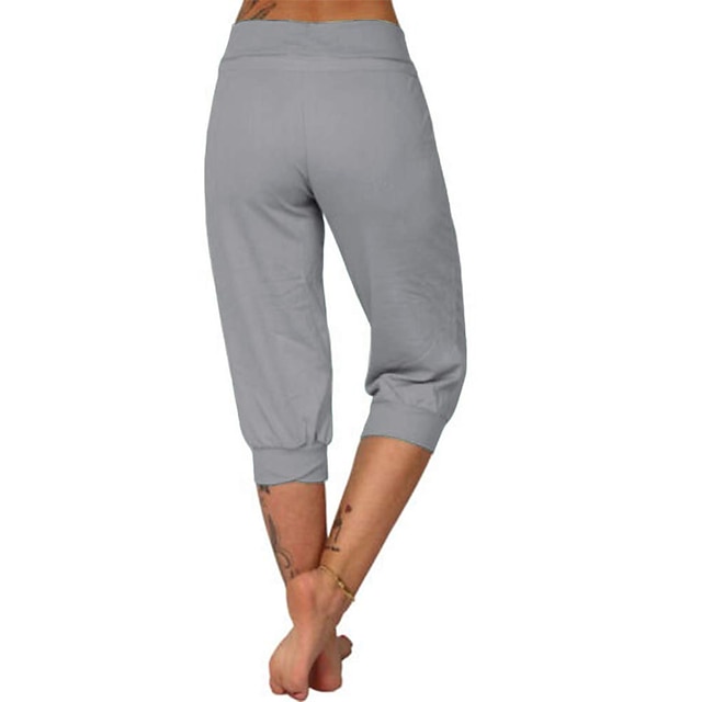 Women's Yoga Pants Drawstring with Pockets Cropped Tummy Control High