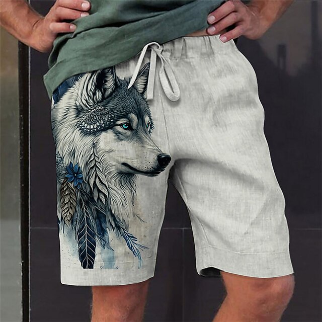 Men's Graphic Animal Wolf Shorts Summer Shorts Beach Shorts Mid Waist Streetwear Hawaiian Designer Casual Daily Holiday Drawstring Elastic Waist 3D Print Designer Clothing Apparel4