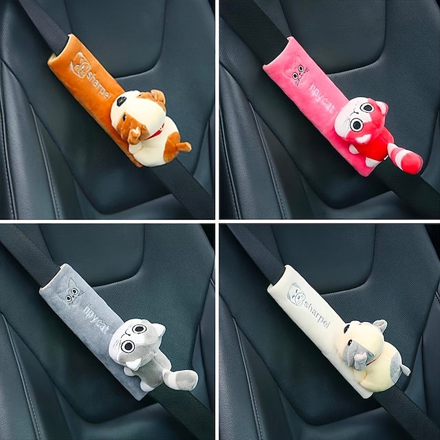  Almohadillas universales para cinturón de seguridad de coche con diseño de animal, almohadilla para correa de hombro para asiento de coche, funda de cojín, protector de cinturón de seguridad