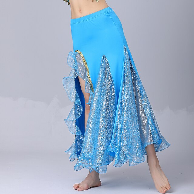 Belly Dance Skirts Pure Color Splicing Tulle Women's Performance