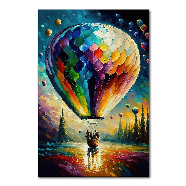 Mintura Handmade Hot Air Balloon Oil Paintings On Canvas Wall Art ...