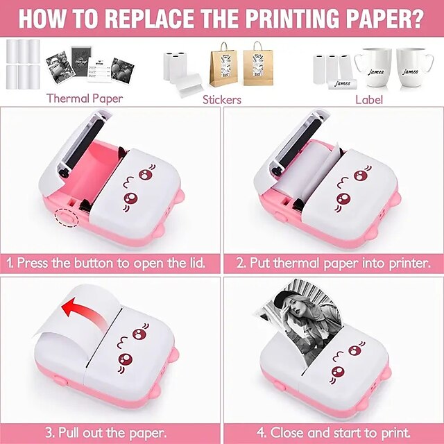  مدمجة ومريحة: طابعة حرارية لاسلكية محمولة 1 قطعة للطباعة أثناء التنقل