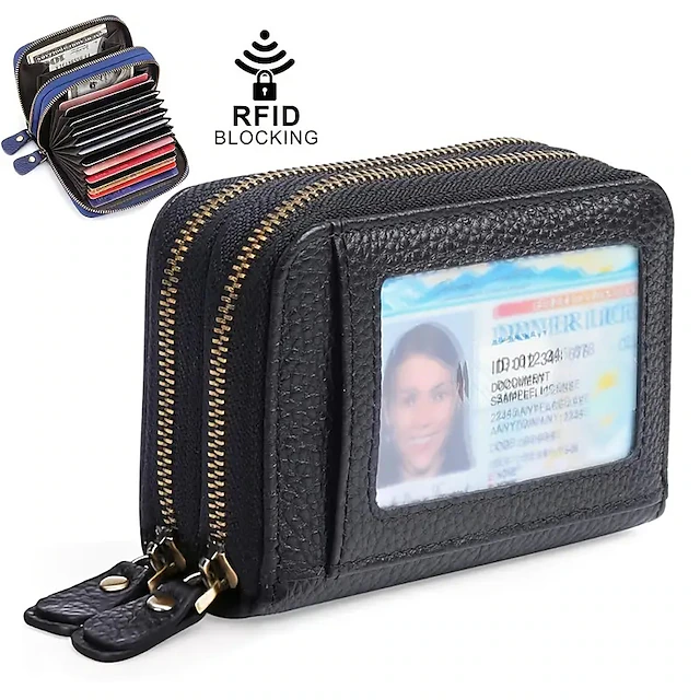 Credit Card Holder Wallet Genuine Leather Name Card Holder Luxury with Magnetic Shut Single Compartment for Women Men 23