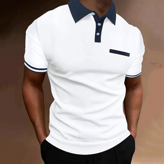 Men's Button Up Polos Polo Shirt Casual Holiday Lapel Short Sleeve ...