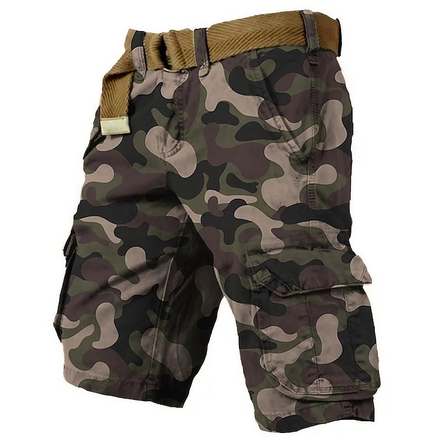  Men's Cargo Shorts Shorts Hiking Shorts Camouflage Multi Pocket Knee Length Wearable 100% Cotton Outdoor Casual Daily Sports Fashion Camouflage Blue Khaki