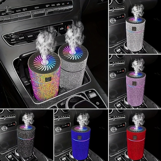  umidificatore diffusore per auto con strass di lusso con accessori per auto deodorante per auto con purificatore d'aria automatico a luce led