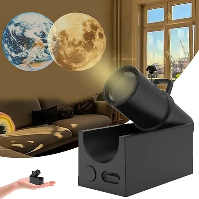  1 Uds mini 2 en 1 lámpara de proyección de luna terrestre atmósfera luz nocturna para decoración de fotografía de fiesta de dormitorio