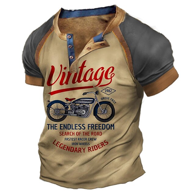 Men's Henley Shirt Graphic Motorcycle Henley Clothing Apparel 3D Print