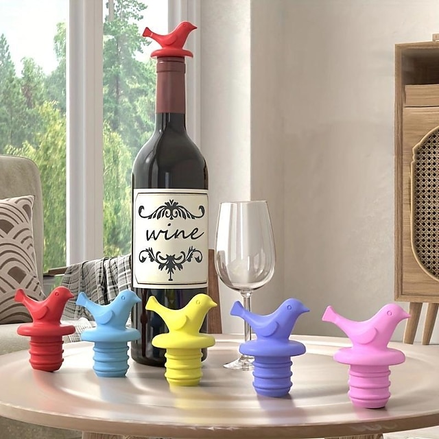  [bundle of 3] Creative Bird-Shaped Food Grade Silicone Red Wine Bottle Stopper - Keep Your Wine Fresh!