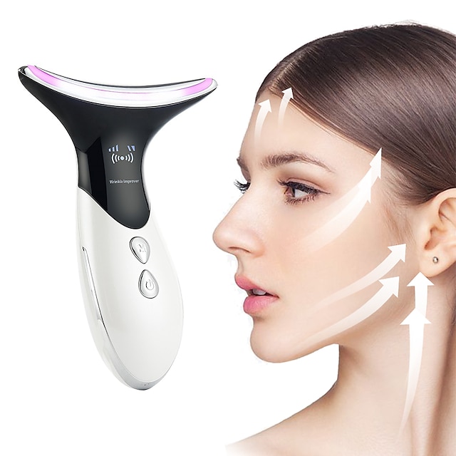  huidverjonging nek schoonheidsapparaat voor gezicht en hals, gezichtslifting nekmassageapparaat verwarming verjonging, led-foton strakke huid anti-rimpels