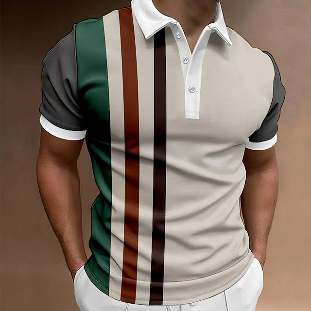 Men's Button Up Polos Polo Shirt Casual Holiday Lapel Short Sleeve ...