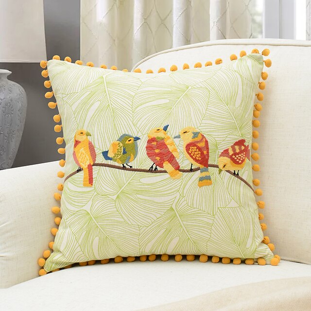 Decorative Toss Pillows Coolest Pillows Birds Embroidered Pillow Cover