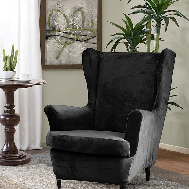  sammetsstretch wingback stolsöverdrag spandex fåtölj överdrag vingstol överdrag sofföverdrag för hundar husdjur, tvättbar soffa möbelskydd ikea strandmon stol