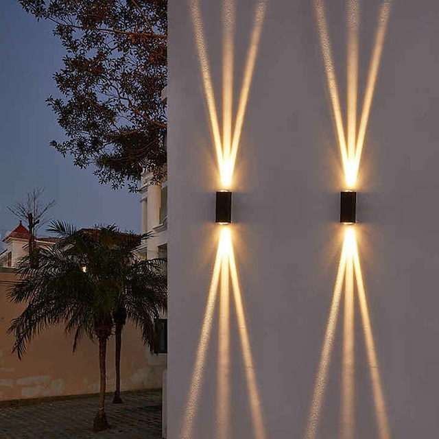  Outdoor LED Wall Lamp Waterproof 5W Up and Down Lighting Indoor Double-Head Curved Wall Light Modern Bedroom Warm White Light