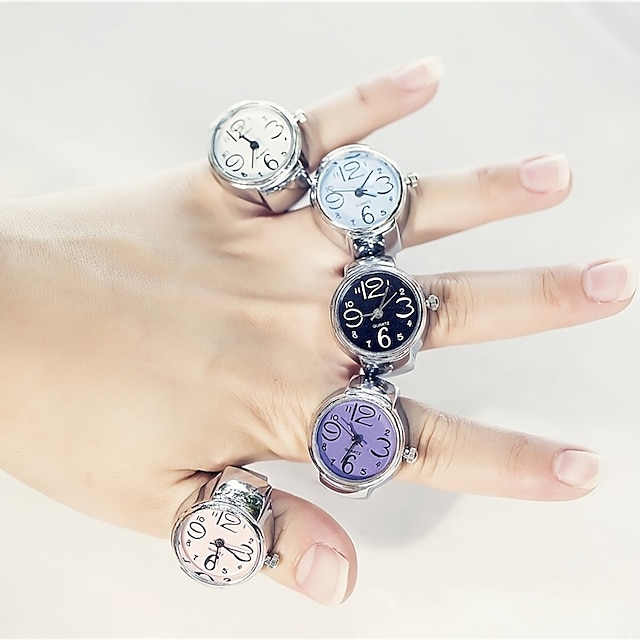  1ks pop módní dámské pánské prsteny na prst hodinky quartzový strojek nastavitelný pásek z nerezové oceli módní šperky prsten elastický pásek
