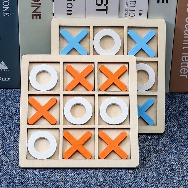  2 pcs Solid Wooden Tic Tac Toe Board Game - Perfect for Family Fun and Backyard Entertainment!