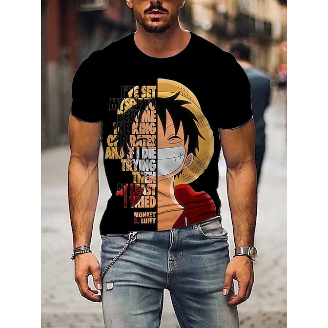  One Piece Affe D. Ruffy Roronoa Zoro T-Shirt-Ärmel Bedruckt Grafik T-shirt Für Herren Erwachsene 3D-Druck Casual