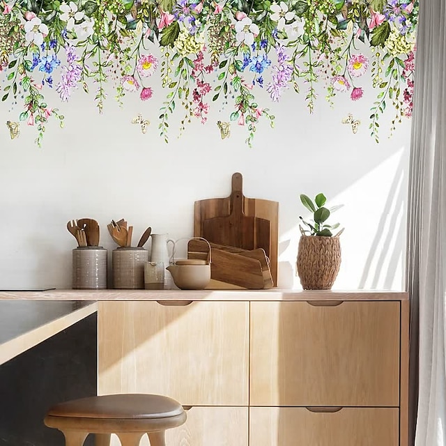  grønne planter blomst vægklistermærker overføringsbilleder aftagelige blomst vinyl vægklistermærkerdiy vægmaleri til klasseværelse kontorer soveværelse stue boligindretning