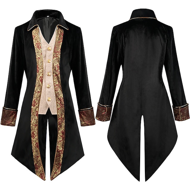  Punk & Gothic Medieval Steampunk 17th Century Coat Cosplay Costume Tuxedo Tailcoat Vampire Gentleman Plus Size Men's Carnival Performance Event / Party Cocktail Party Coat