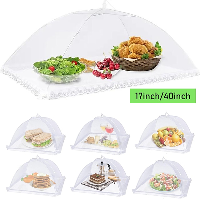  17inch 40 inch Large Food Cover, Mesh Food Tent, White Nylon Covers, Pop-Up Umbrella Screen Tents, Patio Net for Outdoor Camping Picnics Parties BBQ Collapsible and Reusable