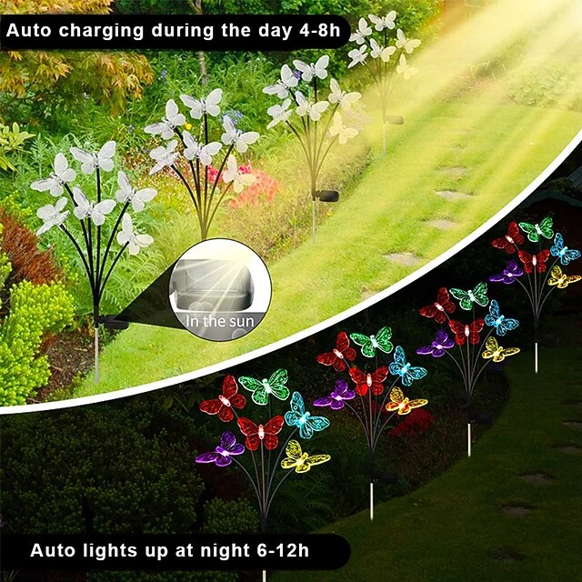 Solar Butterfly Lights Outdoor 6LED Decorative Solar Lawn Lamp