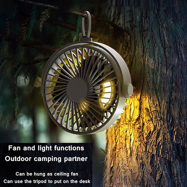 Portable Camping Fan with LED Lighting 2000mAh Rechargeable