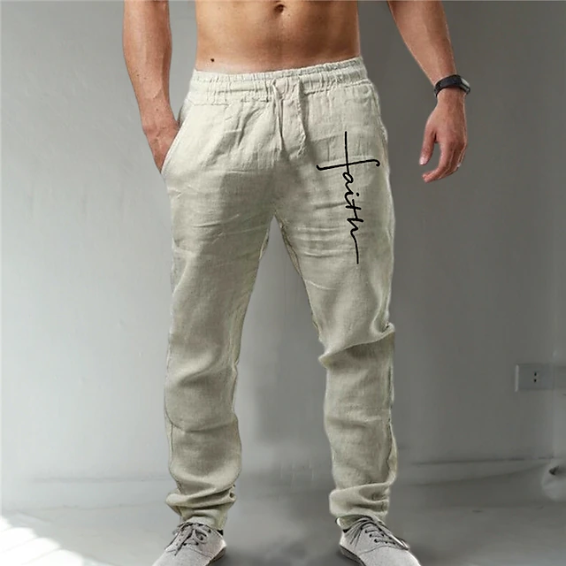 Men's Trousers Summer Pants Beach Pants Drawstring Elastic Waist 3D Print Graphic Prints Cross Comfort Casual Daily Holiday Fashion Streetwear Blue Green 5