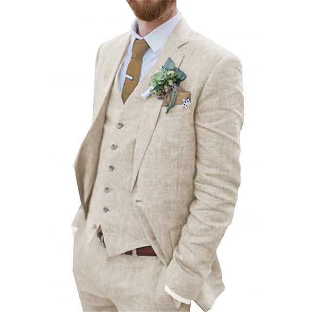 Costumes en lin pour hommes beige bleu clair costumes d