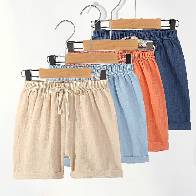 Kids Boys Shorts Solid Color Comfort Shorts School Linen Adorable Daily HTX- dark blue HTX-Green HTX-brick red Mid Waist 9