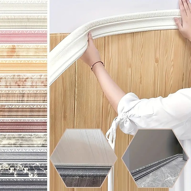  cool tapety 3D jednobarevná tapeta s bordurou nástěnná malba upgradujte svůj domov samolepkou na stěnu s 3D pěnovým těsnícím páskem okrajů - protikolizní voděodolné a zahuštěné lepidlo