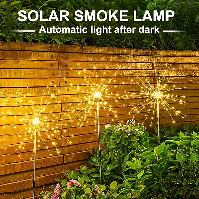 Solar Fireworks Lights Pathway Lights Outdoor 2x 1x LED Stake Lights for Walkway Garden Backyard Landscape Decoration 120LEDs Fairy Christmas Light for Garden Street Yard Lawn 15