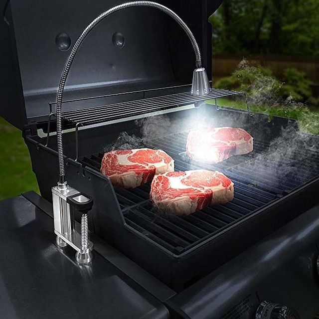  10W Magnetic BBQ Led Grill Light Adjustable 360 Degree Flexible Gooseneck Screw Clamp for Party Office Outdoor Indoor Barbeque Tools  AAA battery powered