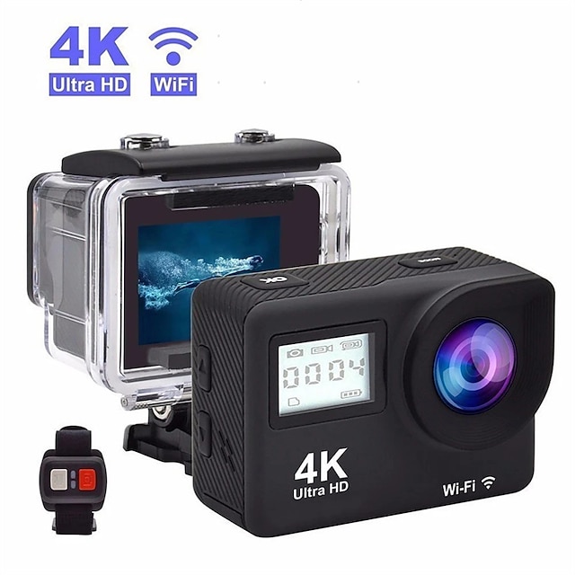  4K Ultra HD Action Camera Double LCD WiFi 16MP 170D 30M Go Waterproof Pro Sport DV Helmet Video Camera With Remote Control