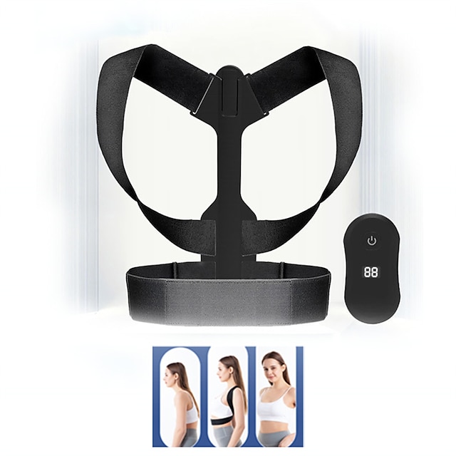  Smart Posture Corrector Back Brace For Adults And Children - Fully Adjustable Mid-upper Spine Support - Neck Shoulder Clavicle And Back Pain Relief - Rechargeable LCD Display Smart Reminder