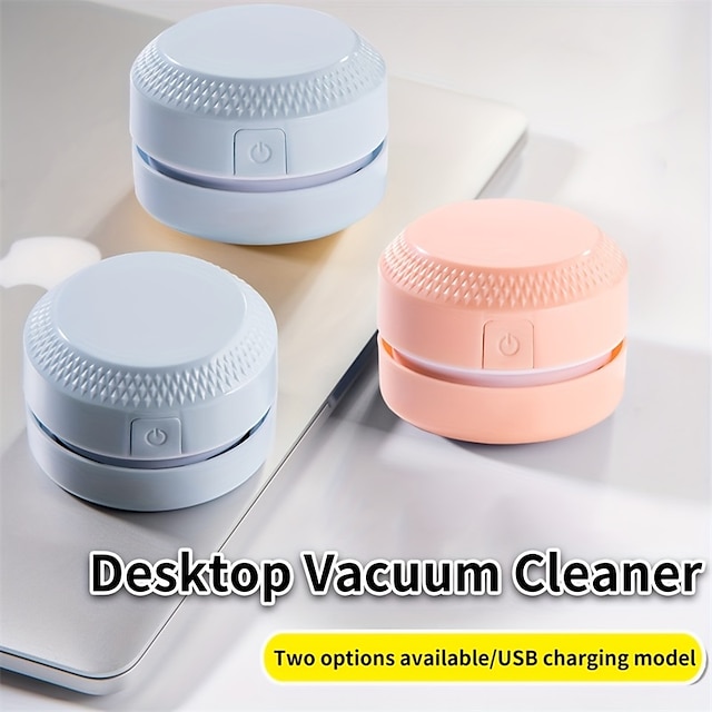  Mini Desktop Vacuum Cleaner And AAA Batteries(NOT Including) Powered Keyboard Cleaner Crumbs Confetti Dust Hair For Home School Office 2 Colors