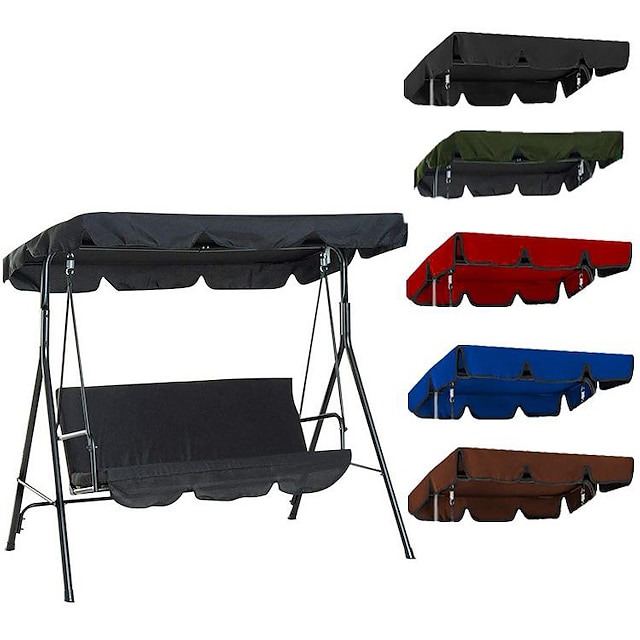  Waterproof Patio Swing Canopy Cover Set, Swing Canopy Replacement, Windproof Waterproof Anti-UV Top Cover for Patio Swing