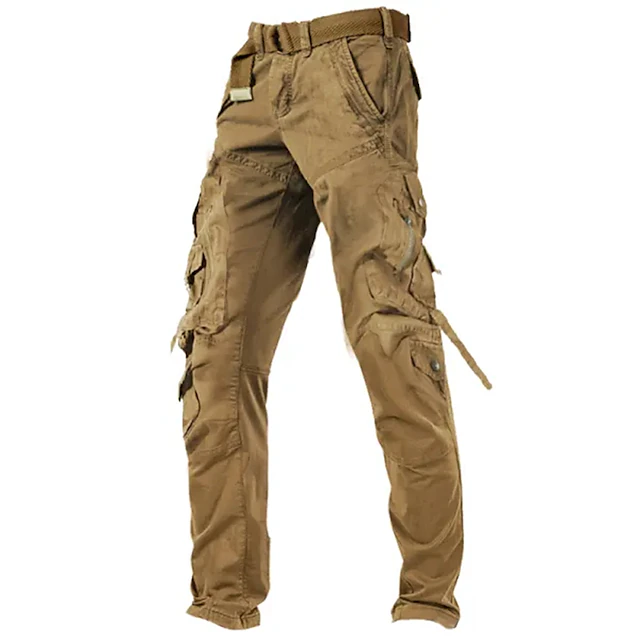 Men's Cargo Pants Cargo Trousers Work Pants Zipper Pocket Plain Comfort Breathable Outdoor Daily Going out 100% Cotton Fashion Casual Army Yellow Black 6