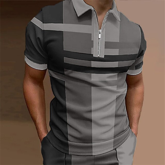 Men's Polo Shirt Golf Shirt Casual Holiday Lapel Quarter Zip Short ...