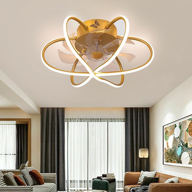  loftsventilatorer med lys, der kan dæmpes med fjernbetjening flush-mount indendørs loftsventilator, 15,6