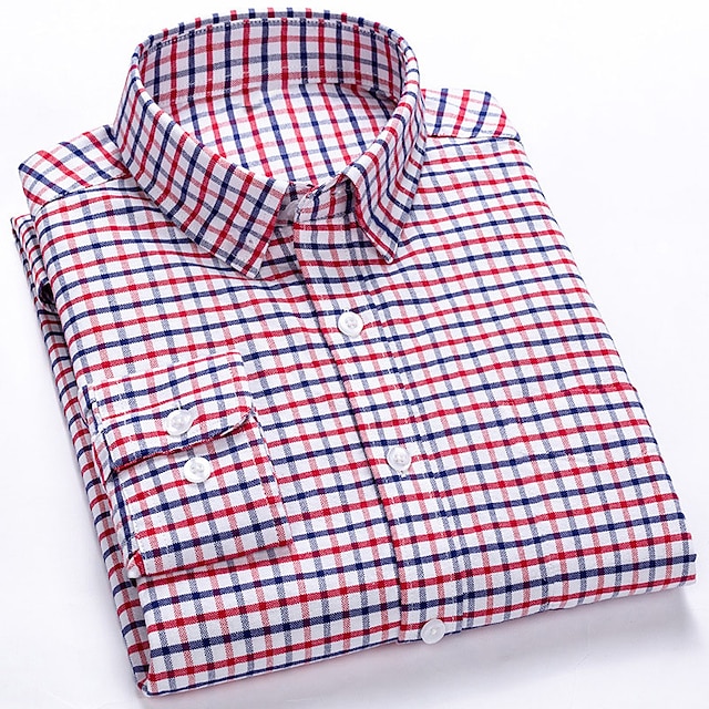 Mens Dress Shirt Collared Shirt Button Up Shirt Plaid Wedding Outdoor