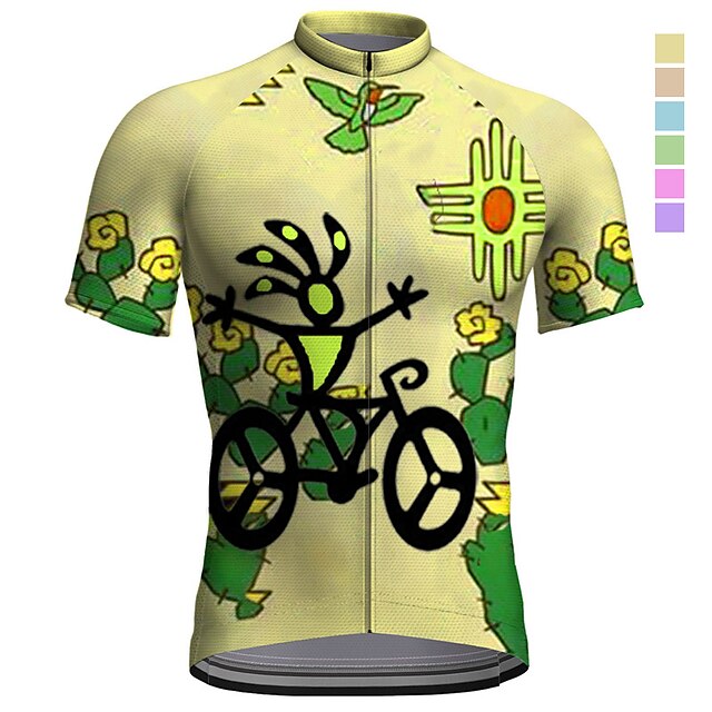  21Grams Men's Short Sleeve Cycling Jersey Bike Top with 3 Rear Pockets Breathable Quick Dry Moisture Wicking Reflective Strips Mountain Bike MTB Road Bike Cycling Violet Yellow Pink Polyester Graphic