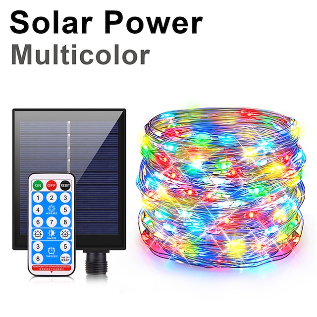  Remote Controller Solar String Fairy Lights IP67 Waterproof Outdoor Garland Large Solar Panel Lamp Christmas For Garden Decoration