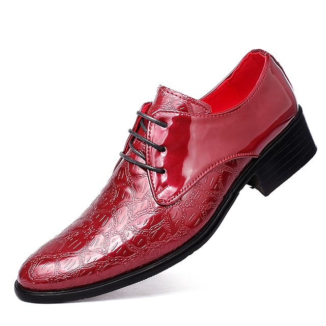  Men's Oxfords Derby Shoes Dress Shoes Height Increasing Shoes Business British Christmas Party & Evening Xmas Patent Leather Height Increasing Lace-up Black White Red Spring Fall