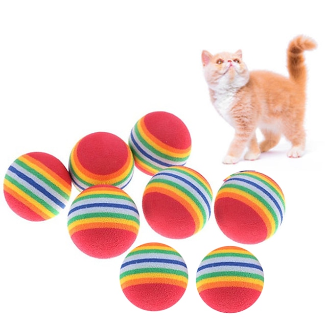  regnbue eva katteleker ball interaktiv katt hund lek tygge rangle ripe eva ball treningsballer kjæledyr leker rekvisita