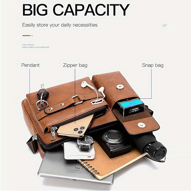 2023 New Men Shoulder Bag for 10.4 Ipad PU Leather Business